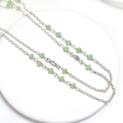 Attractive Chalcedony & Zircon Hydro Beaded Rosary – Handcrafted Silver Plated Mala Lot For Jewelry