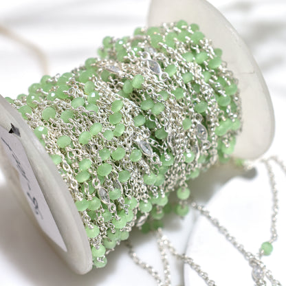 Attractive Chalcedony & Zircon Hydro Beaded Rosary – Handcrafted Silver Plated Mala Lot For Jewelry