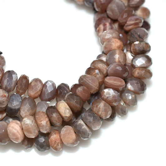 Glossy Chocolate Moonstone Gemstone Strand –Natural Wholesale Faceted Beads for Jewelry Making