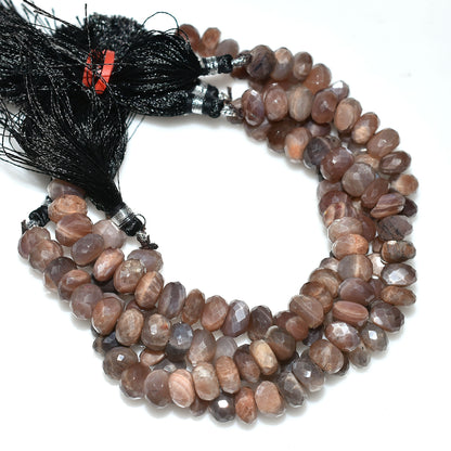 Glossy Chocolate Moonstone Gemstone Strand –Natural Wholesale Faceted Beads for Jewelry Making