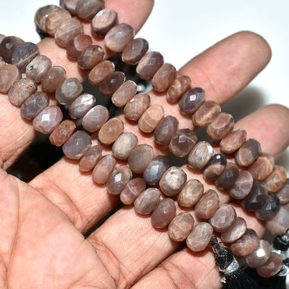 Glossy Chocolate Moonstone Gemstone Strand –Natural Wholesale Faceted Beads for Jewelry Making