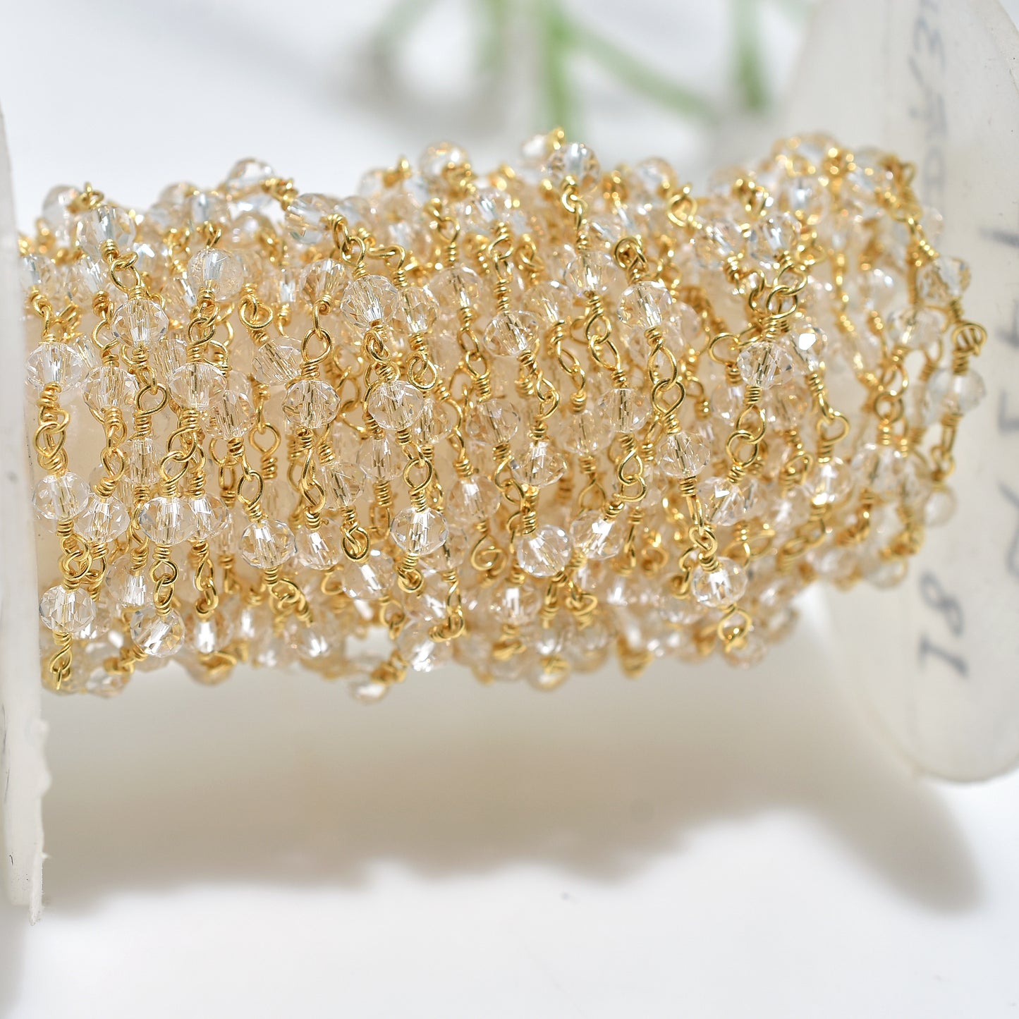 Gold Plated Clear Quartz Hydro Faceted Beads Rosary Chain Wholesale Gemstone Connectors For DIY Jewelry