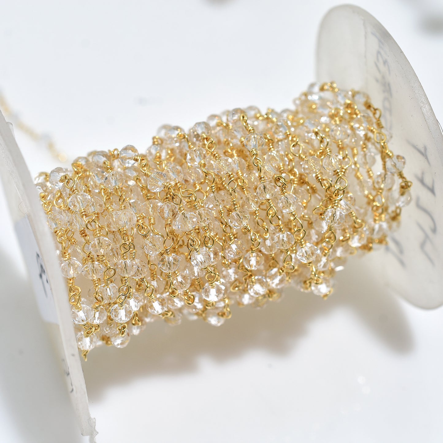 Gold Plated Clear Quartz Hydro Faceted Beads Rosary Chain Wholesale Gemstone Connectors For DIY Jewelry