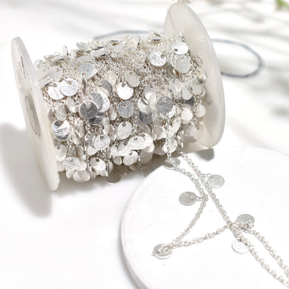 Trendy Silver Plated Rosary Chain – Wholesale Coin Drop Links for Handmade Designs