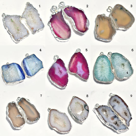 Unique Solar Quartz Earring Pair – Silver Electroplated Druzy Jewelry for All Occasions