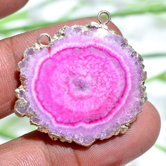 Solar Quartz Double Bail Connector – Electroplated Gemstone for Custom Jewelry