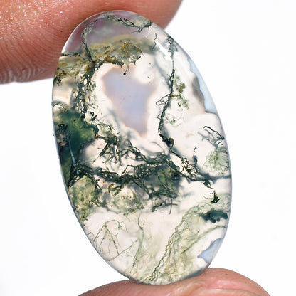 Green Forest Moss Agate Oval Gemstone - Wholesale  Smooth Flat Back Gemstone