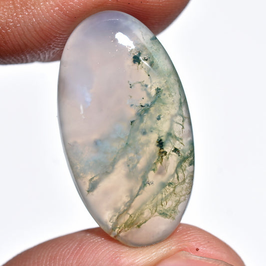 Green Moss Agate Cabochon – Natural Smooth Polished Gemstone