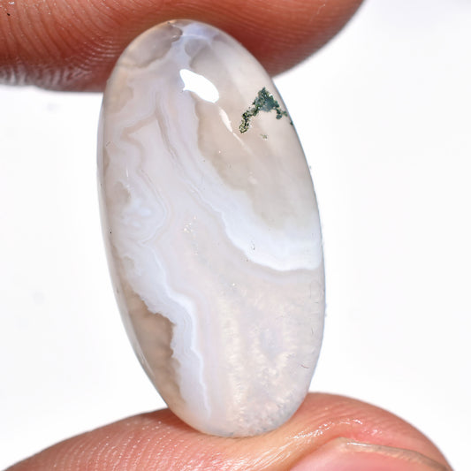 Natural Oval Shaped Moss Agate Cabochon – Botanical-Inspired Gemstone for Designers