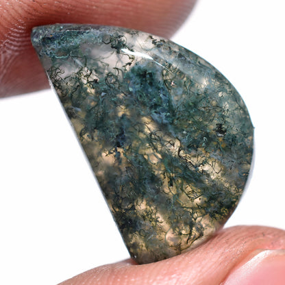 Attractive Oval Moss Agate Stone – Natural Druzy Agate Smooth Cabochon for Pendant