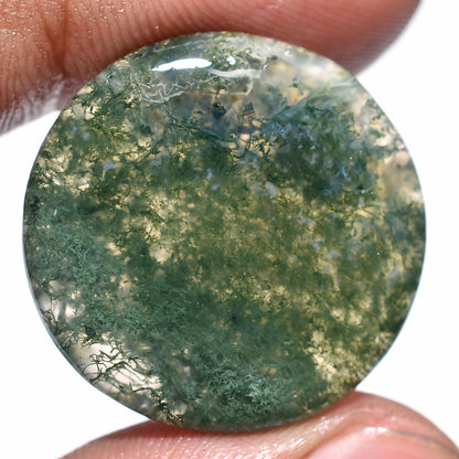 Natural Round Moss Agate Cabochon – Smooth Polished Gemstone for Jewelry