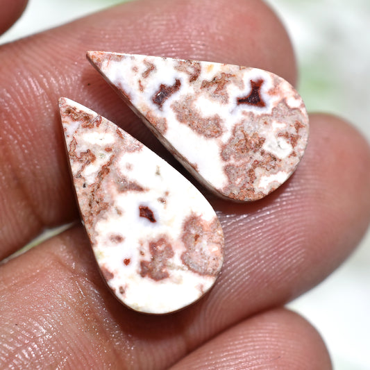 Patterned Rosetta Jasper Tear Drop Set – Unique Gemstone Pair for Statement Earrings