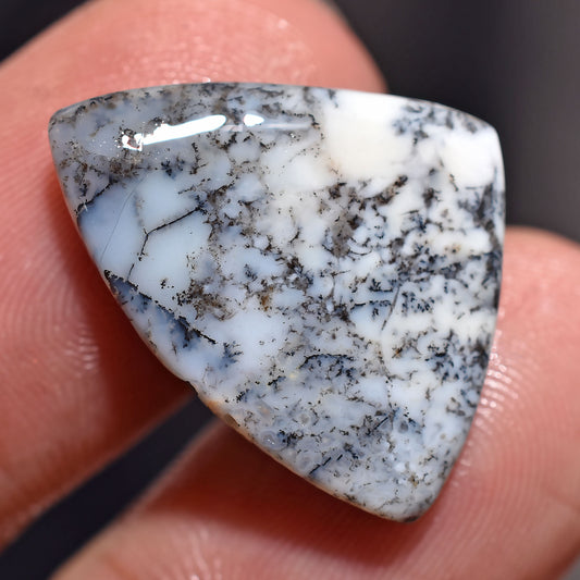Elegant Patterns Dendrite Opal Cabochon – Wholesale fancy White & Black Gemstone(15x21x2mm,/7ct)