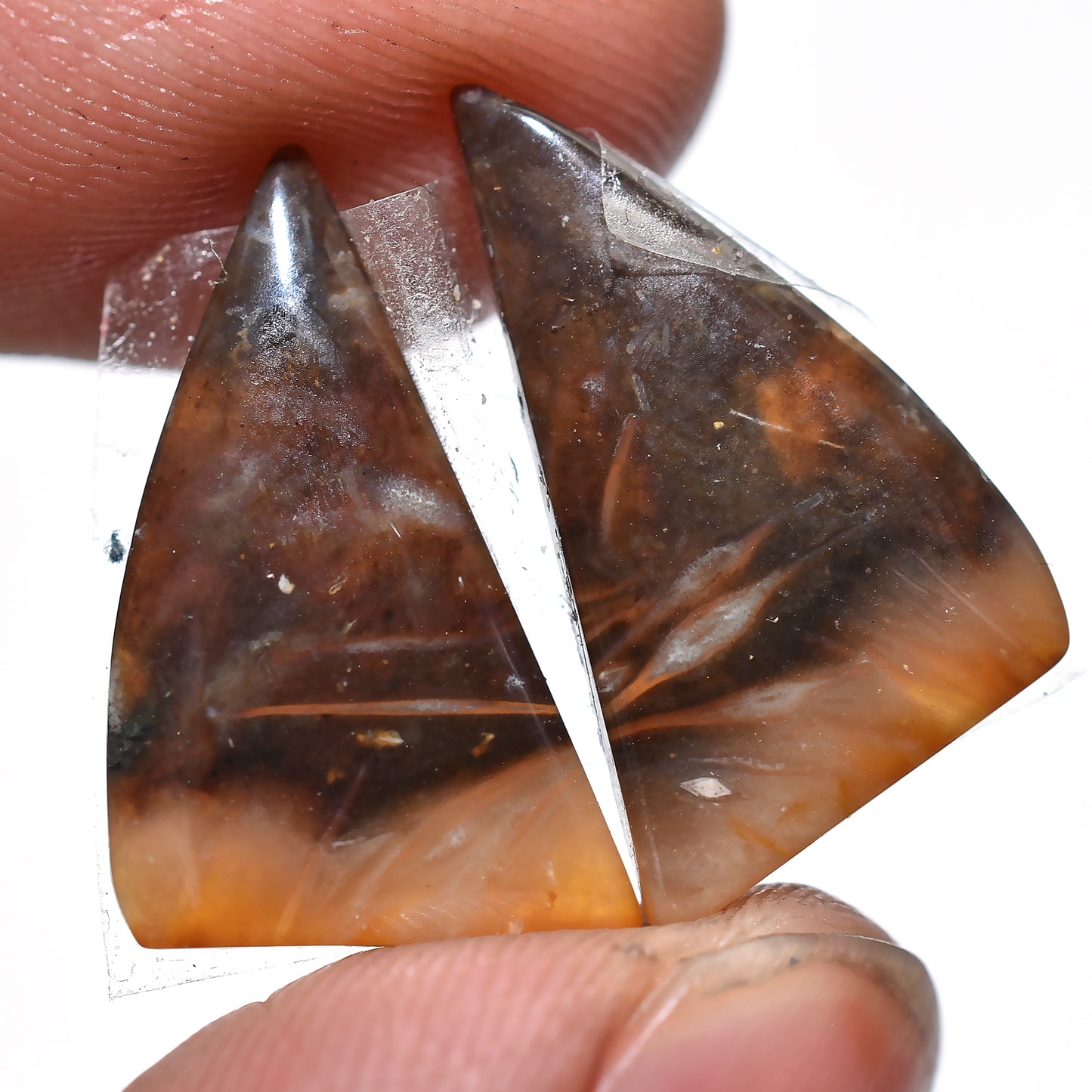 Palm Root Earring Pair, Matched Palm Root Agate Gemstones for Custom Jewelry