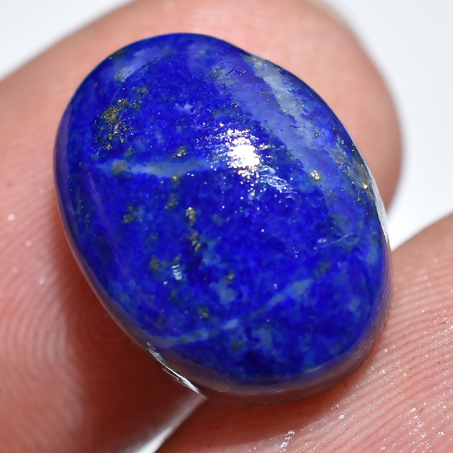 Deep Blue Lapis Lazuli Oval Cabochon – Natural Loose Gemstone With Golden Flecks (11x15x3mm,/10ct)