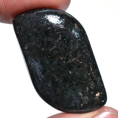 Natural Nuummite Cabochon – Unique Dark Gemstone for Jewelry Making
