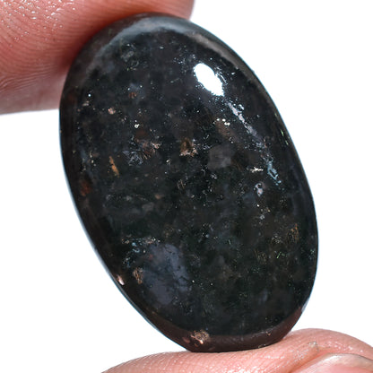 Natural Nuummite Cabochon – Unique Dark Gemstone for Jewelry Making