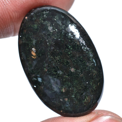 Natural Nuummite Cabochon – Unique Dark Gemstone for Jewelry Making
