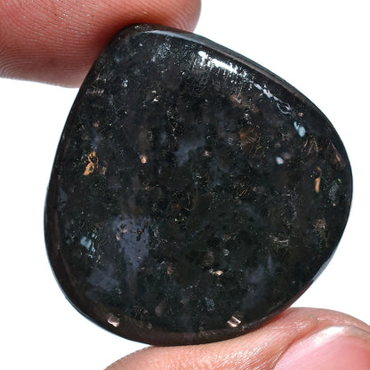 Natural Nuummite Cabochon – Unique Dark Gemstone for Jewelry Making