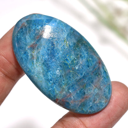 Teal Blue Apatite Cabochon – Unique Natural Gemstone for Artisan Jewelry( 28x45x3mm,/73ct)