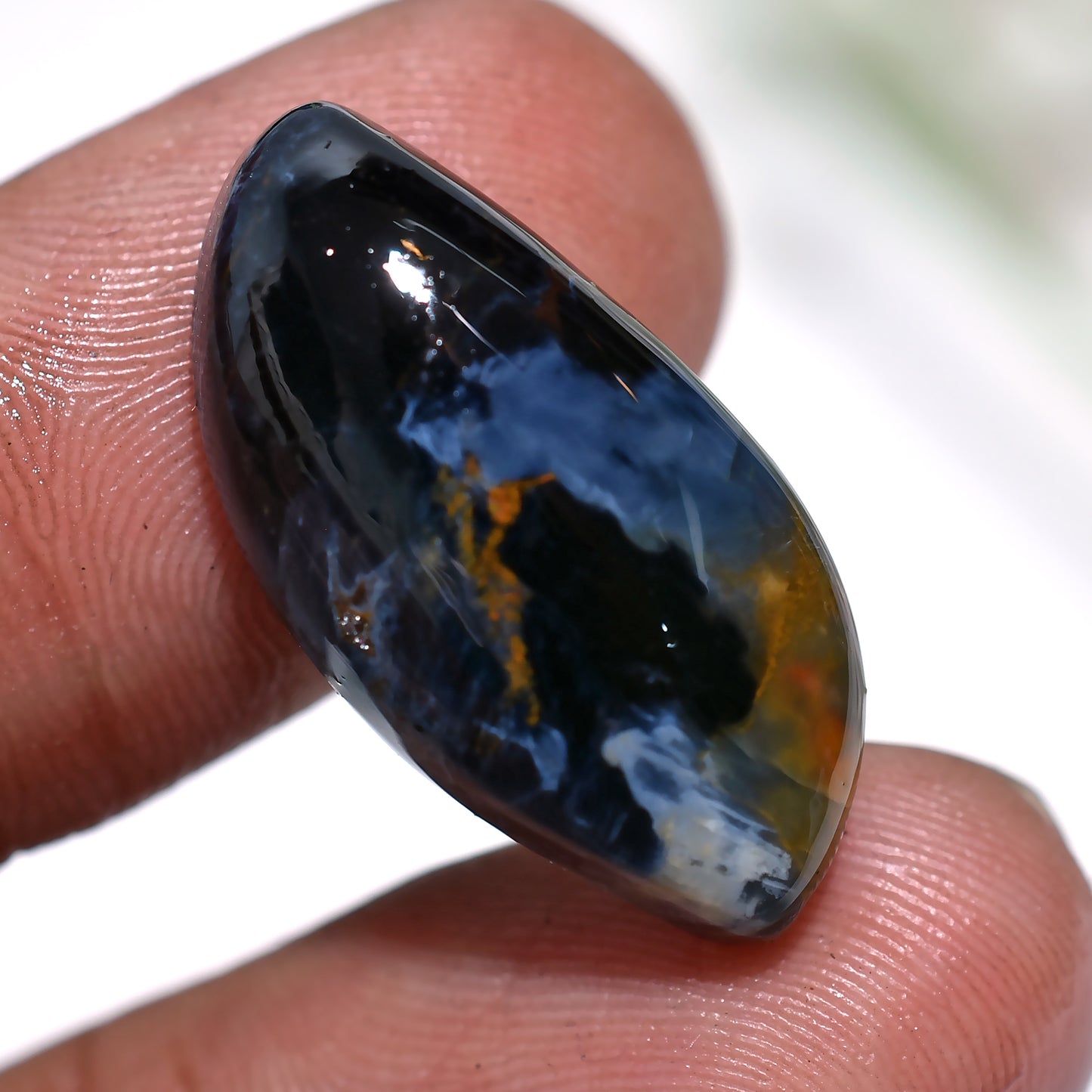 Polished Pietersite Cabochon – Natural Storm Crystal for Artisan Jewelry (&nbsp;12x25x4mm,/15ct)