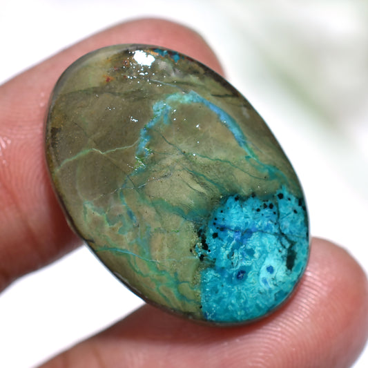 Shattuckite Oval Cabochon – Natural Blue Gemstone for Jewelry Making (20x27x3mm,/20ct)
