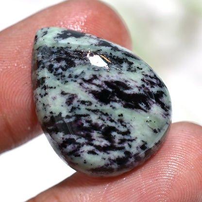 Pear Shape Kammererite Cabochon – Unique Deep Purple Stone for Pendants (17x25x4mm,/23ct)