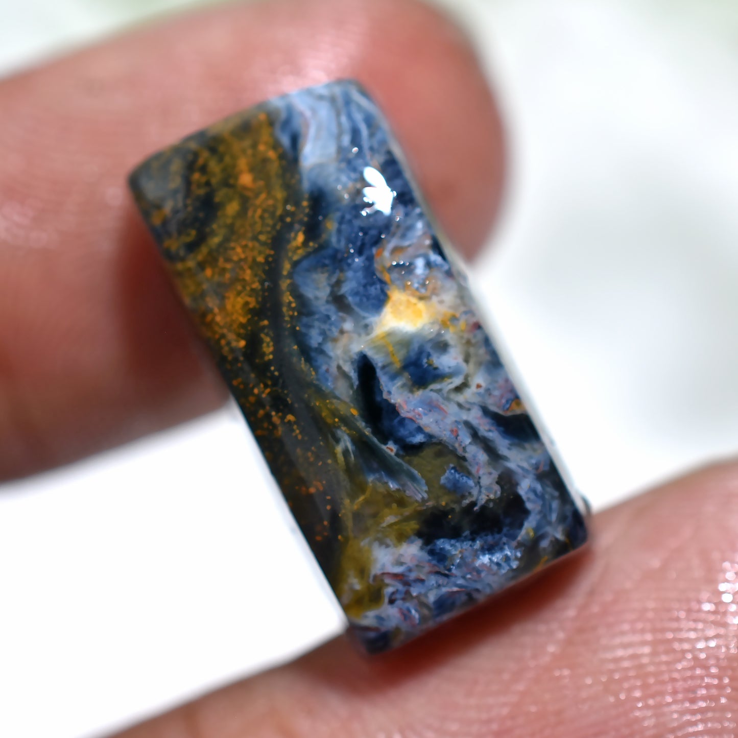 Rectangle Pietersite Cabochon – Rare Swirling Gemstone for Artisan Jewelry (10x21x5mm,/14ct)
