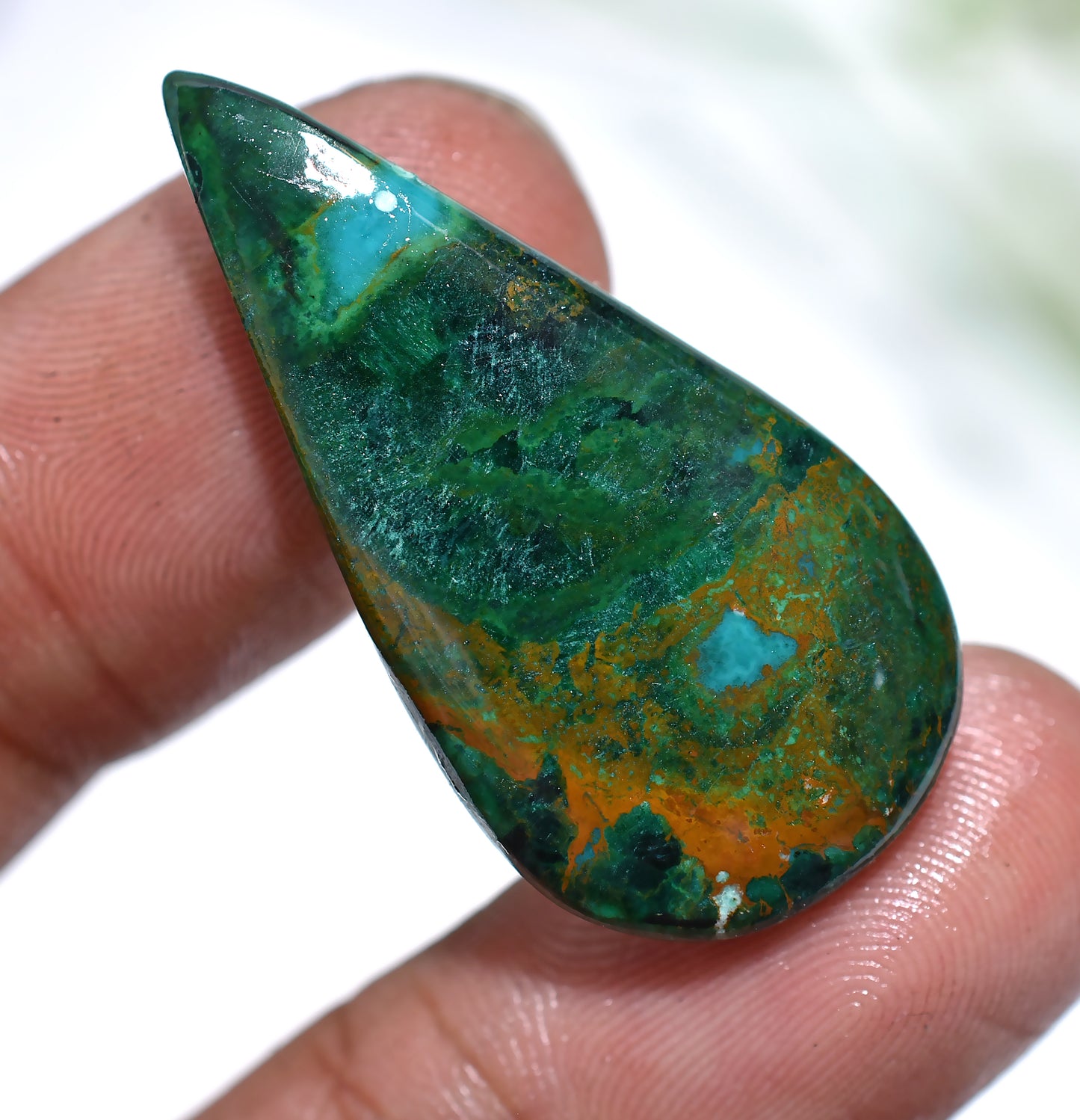 High Quality Chrysocolla Cabochon - Beautiful Gemstone for Jewelry Making (17x35x3mm,/29ct)