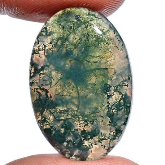 Moss Agate Cabochon, Lush Green Oval Gemstone for Jewelry Making