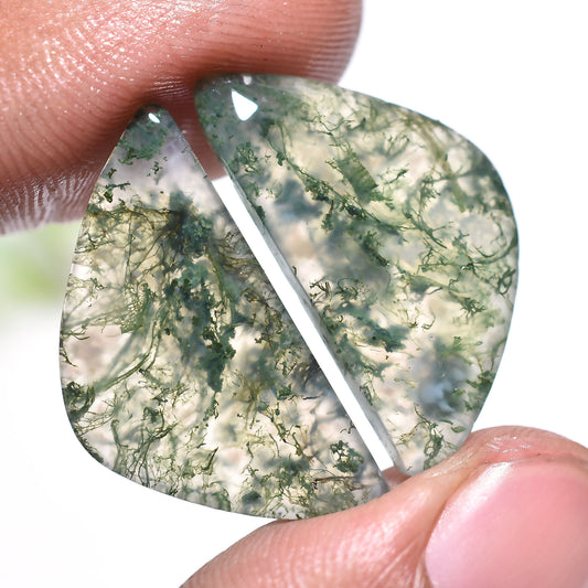 Moss Agate Pair Fancy Shape – Unique Natural Gemstones for Jewelry