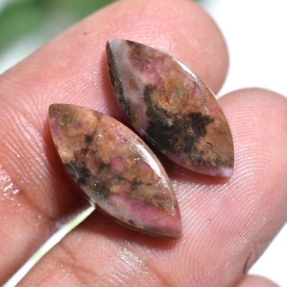 Best Natural Pink Rhodochrosite Marquise Shape Pair – Matching Stones for Jewelry (6x18x2mm,/11ct)