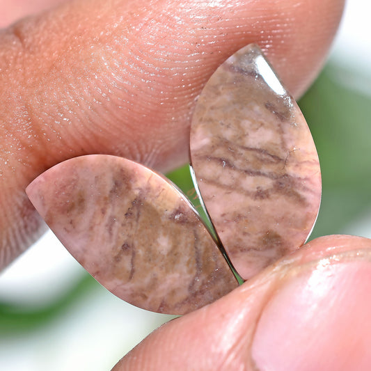 Pink Rhodochrosite Pair – Matching Fancy Shape Loose Gemstones (7x16x2mm,/12ct)