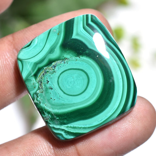 High Quality Malachite Square Cabochon – Loose Gemstone for Healing & Craft (25x30x4mm,/77ct)