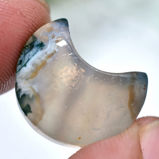 Natural Moss Agate Half moon Gemstone - Wholesale  Carving Smooth Crescent Gemstone (9x16x5mm,/10ct)