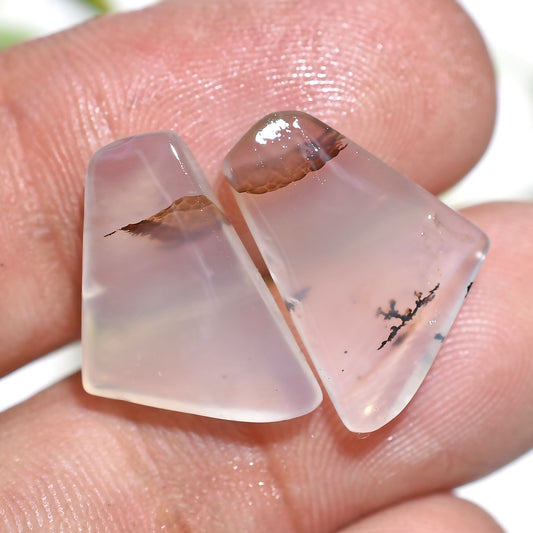 High Quality Montana Agate Pair – Polished Cabochons for Wholesale Stone Jewelry