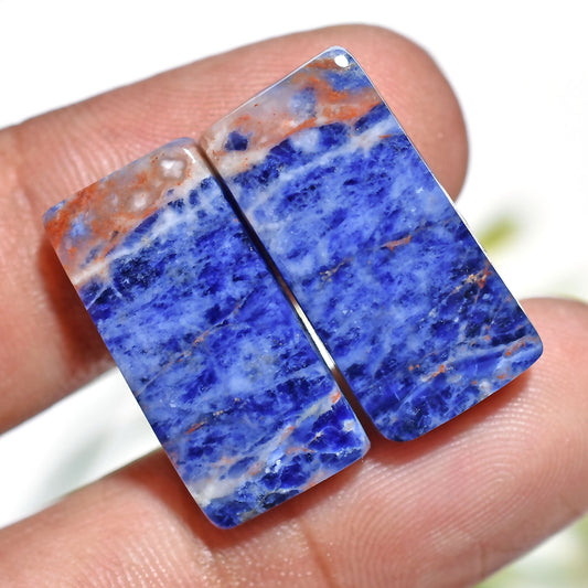 Attractive Sodalite Pair Gemstone – Natural Rectangle Matched Pair for Earrings