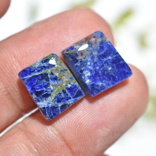 Natural Sodalite Matching Pair – Smooth Cabochons for Jewelry
