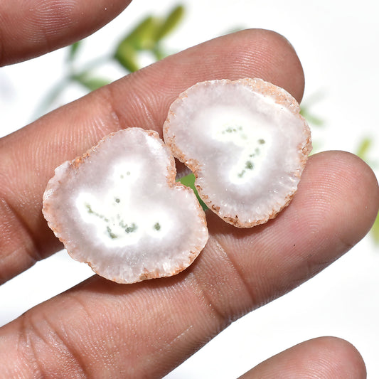 Wholesale White Solar Quartz Gemstone Pair – Stalactite Slices for Artisan Jewelry