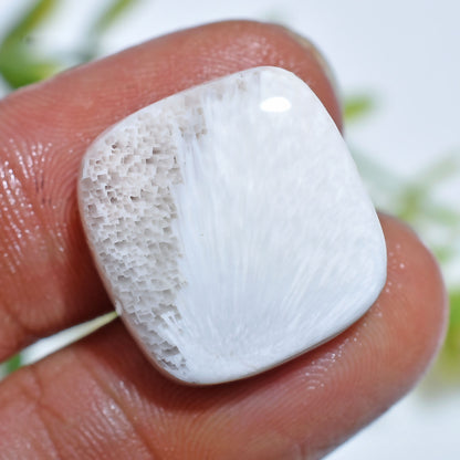 Elegant Scolecite Cabochon – Silky White Gem for Pendants & DIY Jewelry