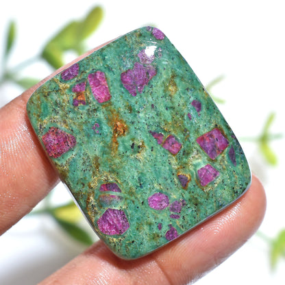 Ruby Zoisite Gemstone Cabochon – Smooth Green & Red Stone for Pendants