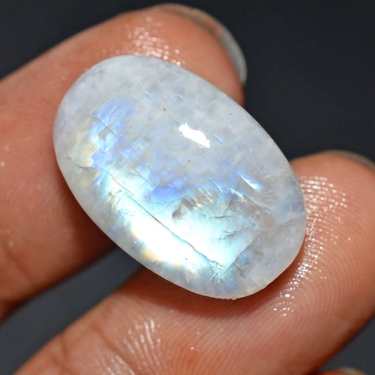 Rainbow Moonstone Gemstone Cabochon – Smooth Iridescent Stone for Pendants