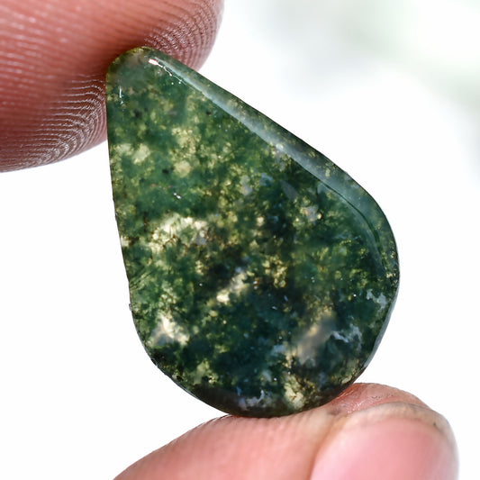 Elegant Green Moss Agate Cabochon – Smooth Polished Gemstone for Rings & Pendants