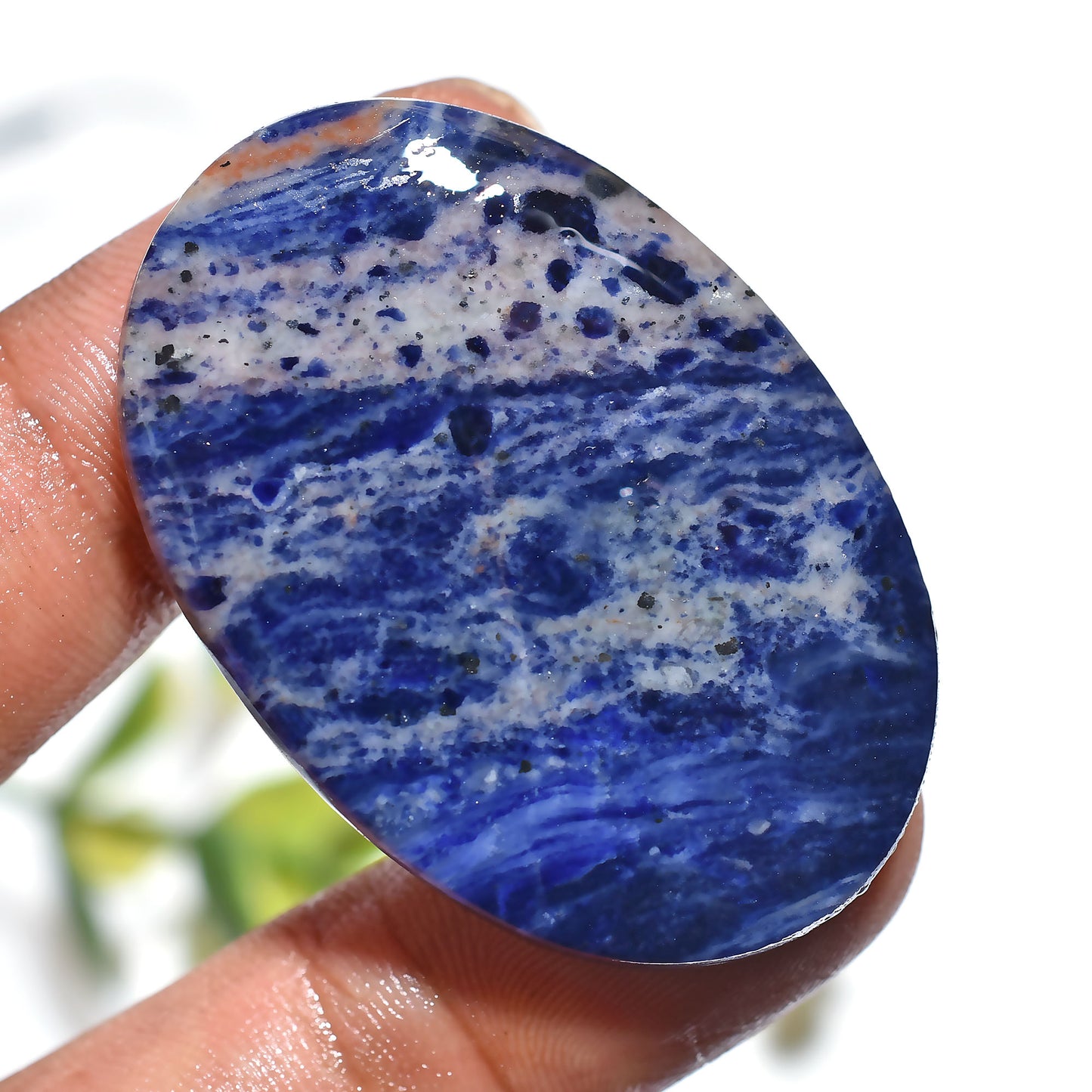 Natural Blue Sodalite Cabochon – Smooth Polished Gemstone for Pendant