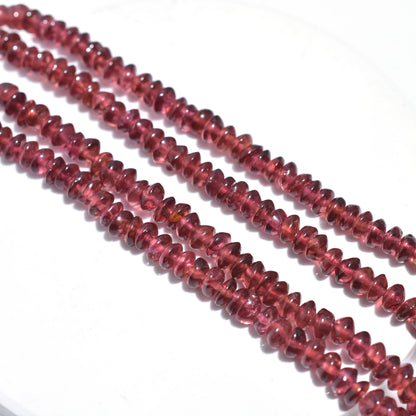 Pink Rhodolite Garnet Beads – Natural Button Shape Gemstone Strand