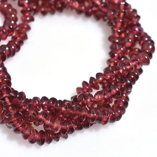 Pink Rhodolite Garnet Beads – Natural Button Shape Gemstone Strand