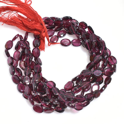 Deep Red Garnet Bead Strand – Faceted Oval Crystal Stones for Necklace Making