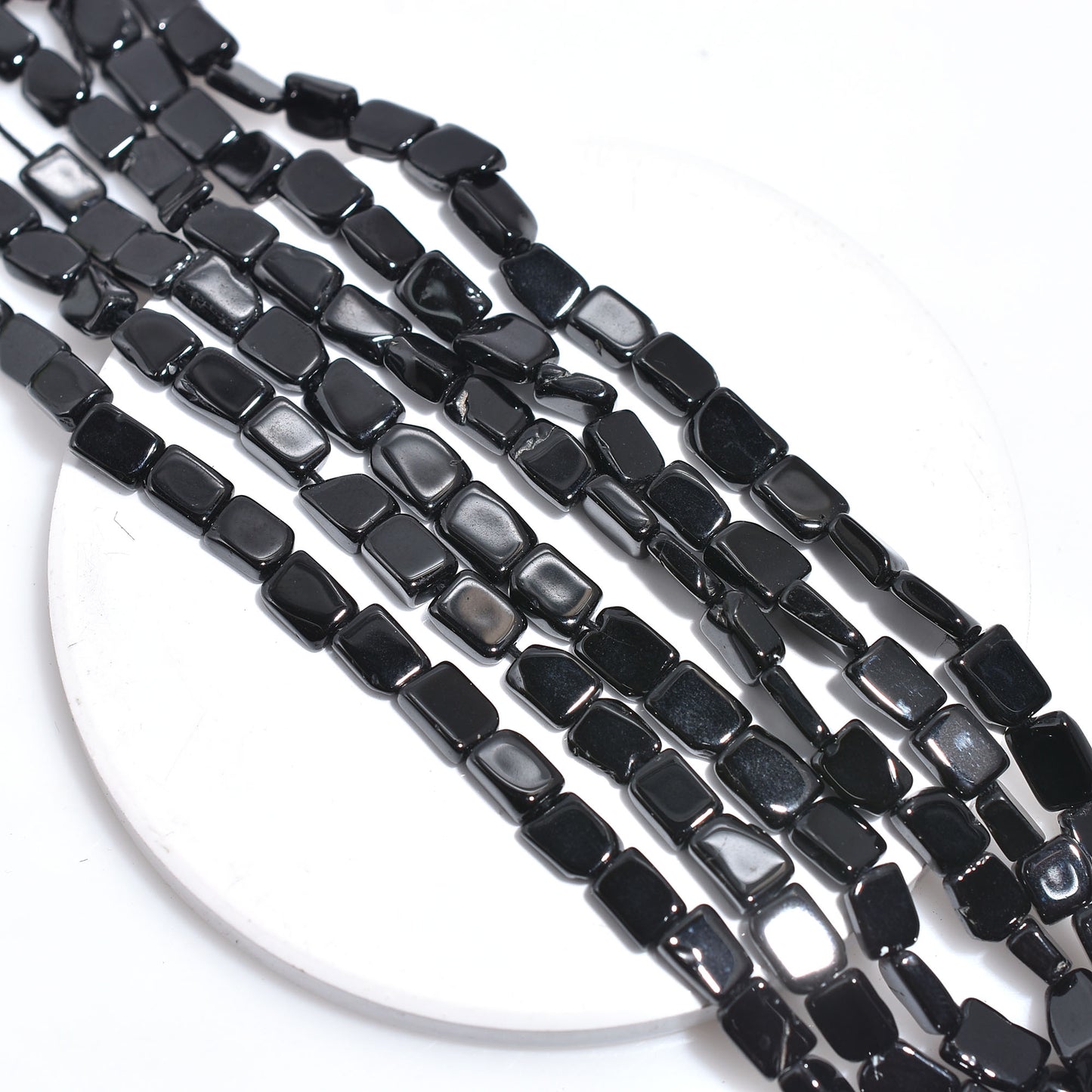 Black Onyx Rectangle Beads – Smooth Polished Gemstone Strand for Jewelry