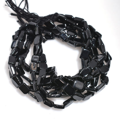 Black Onyx Rectangle Beads – Smooth Polished Gemstone Strand for Jewelry