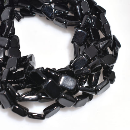 Black Onyx Rectangle Beads – Smooth Polished Gemstone Strand for Jewelry